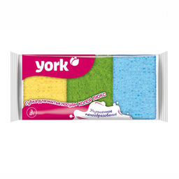Губка для посуды 3шт "YORK" Колор люкс, арт. 030110