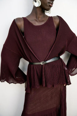 RIB KNIT CARDIGAN WITH BELT - Zara фото 4