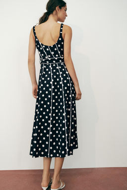 VESTIDO MIDI LUNARES CINTUR?N / Marino / Blanco - Zara фото 6