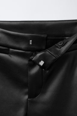 FAUX LEATHER FLARE TROUSERS - Zara фото 3