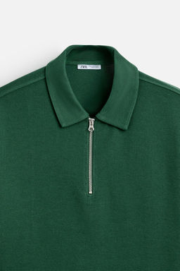 TEXTURED WEAVE POLO SHIRT WITH ZIP - Zara фото 18