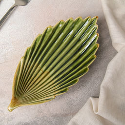 Блюдо керамическое сервировочное «Дендрарий», 21×10×4 см, зелёное