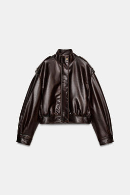 LEATHER EFFECT JACKET WITH STRAPS - Zara фото 12
