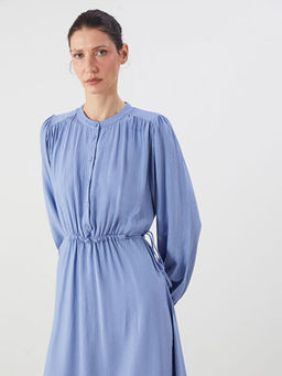 Bisiklet Yaka Dokulu Elbise