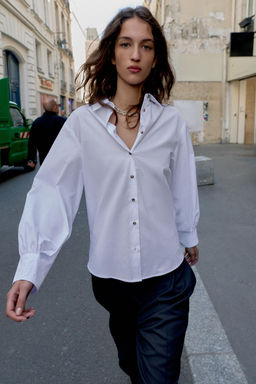 POPLIN SHIRT WITH CONTRAST BUTTONS - Zara фото 2