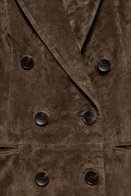 BLAZER CRUZADA 100% PIEL ANTE / Khaki - Zara фото 9