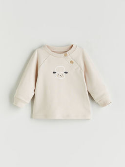 Bask?l? Erkek Bebek Sweatshirt ve E?ofman Alt 2li