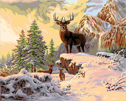 ФРЕЯ PNB/PL-334 Набор для раскрашивания по номерам 50 х 40 см Олени на природе