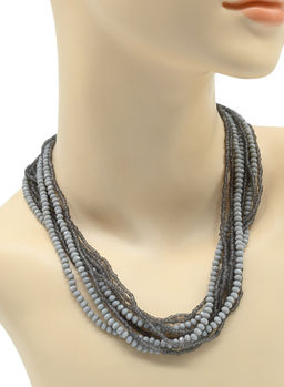 Бусы из бисера с цирконом 9 нитей цв.серый, 48см