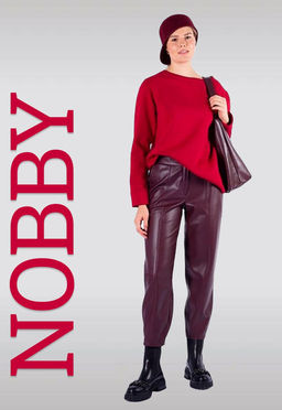 NOBBY, Женские брюки из экокожи 704К-500/5 (бордовый)