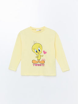 Bisiklet Yaka Tweety Bask?l? K?z ?ocuk Pijama ?st