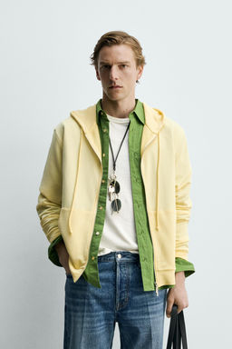 SUDADERA LYOCELL - ALGOD?N CREMALLERA CAPUCHA / Amarillo claro - Zara фото 2