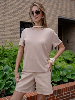 прозрачная Футболка паутинка ,бежевая - Binita фото 2