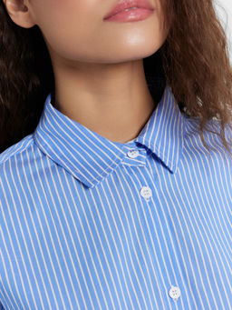 Рубашка женская синяя в полоску