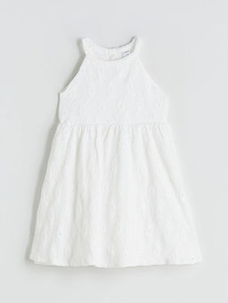 Halter Yaka Nak??l? K?z ?ocuk Elbise