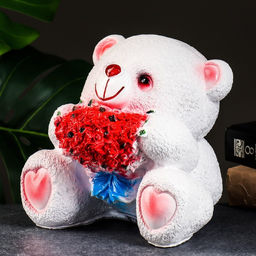 Копилка для денег Мишка с букетом, гипс, 19?20 см