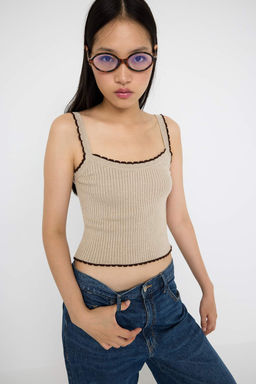 Teen Bej Premium Iplik/Ozel Iplik V Yaka Fitted/Vucudu Saran Triko H?rka TWOAW26HI00021 - Trendyolmilla фото 4