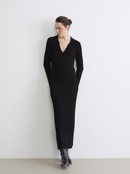 Polo Yaka Triko Elbise