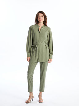 Hakim Yaka Keten Kar???ml? Kad?n G?mlek Tunik