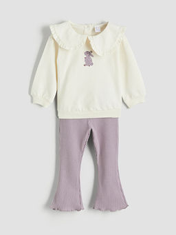 Bebe Yaka K?z Bebek Sweatshirt ve Tayt