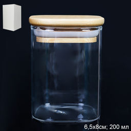 Банка квадратная бамбуковая крышка 200 мл диаметр 60/08 см / LCSC2106 /уп 200/ - Галеонтрейд фото 3