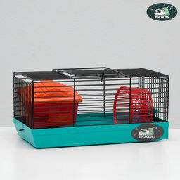 Клетка-мини для грызунов Пижон №1, укомплектованная, 27 х 15 х 13 см, бирюзовая
