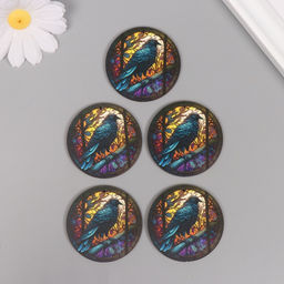 Цена за 5 шт. Декор для творчества дерево Ворон. Витраж, 4.64.60.3 см - Арт узор фото 3