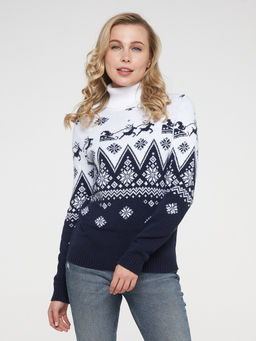 Свитер женский 202-4005. 189/293 т.синий/белый