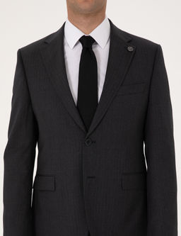 Antrasit Slim Fit %100 Y_n _izgili Tak_m Elbise