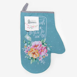 Цена за 2 шт. Варежка-прихватка Доляна В горошек 20?28 см, габардин, 35% хлопок, 65% п/э, ватин 250 г/м?