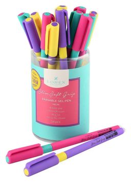 Ручка гелевая стираемая LOREX "Slim Soft. NEON" (LXEPSSG-NN4, 211849) синяя, 0.5мм, корпус цветной в ассорт.