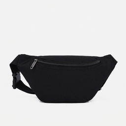 Поясная сумка на молнии, однотонная, 30×6×12 см, чёрная