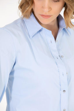 Женская голубая рубашка с длинным рукавом Basic - U.s. polo assn фото 14