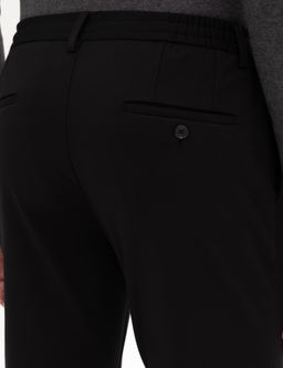 Siyah Beli Lastikli Kordonlu Klasik Jogger Pantolon