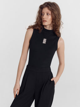 Топ женский черный в рубчик - Mark formelle фото 5