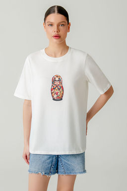 Арт. 3-1156 Футболка женская 44-50 (4 шт) Цвет:молочный - Калинка фото 2