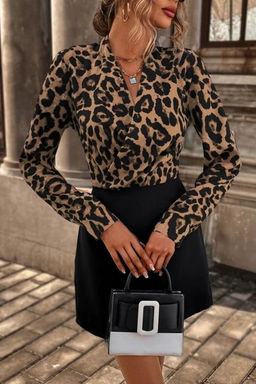 Trendyolmilla Cok Renkli Leopar Desenli Dokuma K?sa Elbise TPRAW25EL00182  фото 4