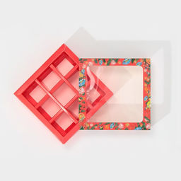 Цена за 5 шт. Коробка под 9 конфет с ячейками Яркий новый год 14,5 х 14,5 х 3,5 см - Дарите счастье фото 4