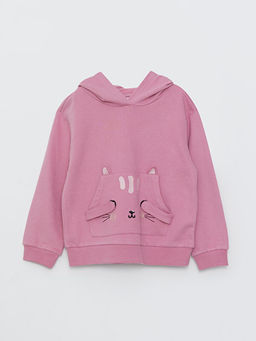 Kap??onlu Bask?l? Uzun Kollu K?z ?ocuk Sweatshirt ve Tayt - Waikiki фото 2