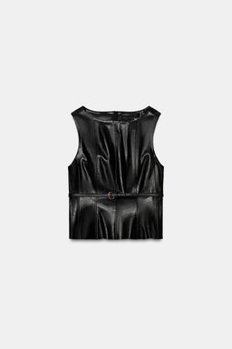 FAUX LEATHER BELTED TOP - Zara фото 2