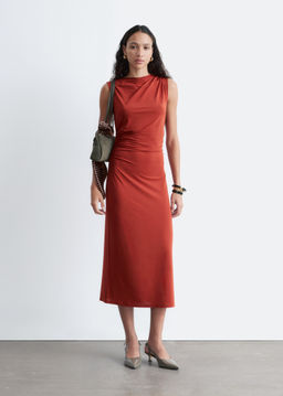 Vestido midi drapeado sin mangas - H&m фото 3