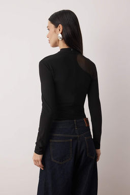 Trendyolmilla Siyah Transparan Detayl? Orme Tul Body TPRAW24BD00011  фото 12