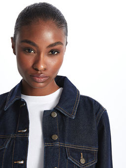 G?mlek Yaka Kad?n Jean Ceket