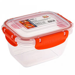 Контейнер для продуктов пластмассовый Мастер 0,55л, глубокий, прямоугольный, с клипсами, воздухонепроницаемый (герметичный), съемный силиконовый уплотнитель, подходит для СВЧ, цвета микс (Россия) - Домашняя мода фото 3