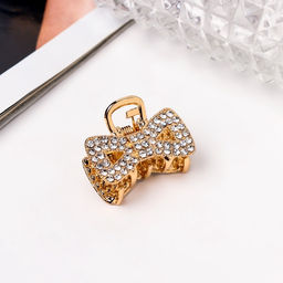 Цена за 6 шт. Крабик для волос «Грейс», бант, 2.5 см, золотистый