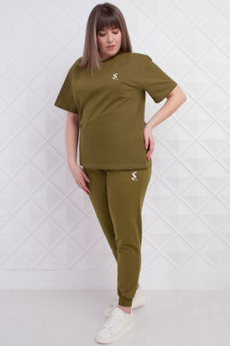 Арт. 2363 Костюм с брюками женский 50-58 (5 шт) Цвет:верх-зеленый кофе, низ-зеленый кофе - Калинка фото 7