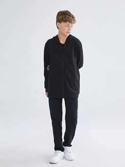 Kap??onlu Erkek ?ocuk Fermuarl? Sweatshirt
