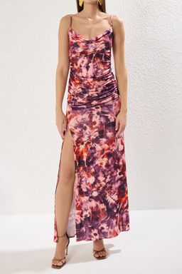 TRENDYOLMILLA Bordo Orme Uzun S?k Abiye Elbise TPRSS22AE0112 фото 3