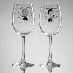 Бокалы для вина с надписью Love is..., 2 шт. по 360 мл, 18+ - Дорого внимание фото 4