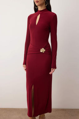 Bordo Aksesuar Detayl? Orme Maxi Astarl? Elbise TPRAW26EL00110